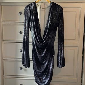 Savvy Couture Draped Bell Sleeved Dress